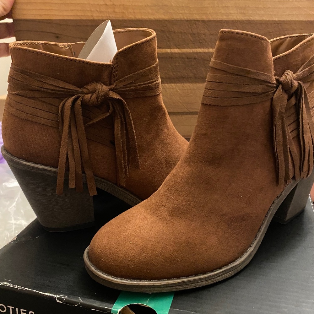 Brown suede ankle boots